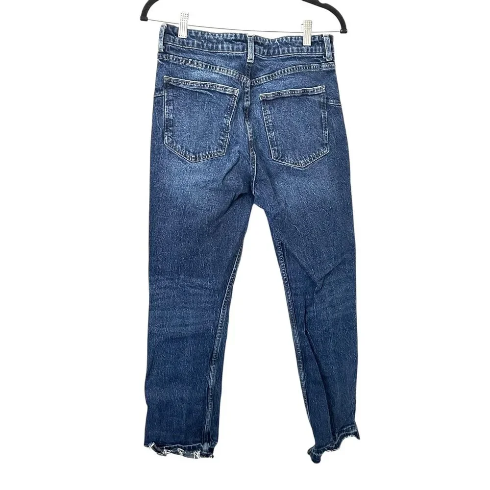 ZARA‎ Faded High Waist Straight Leg Jean Sz 8